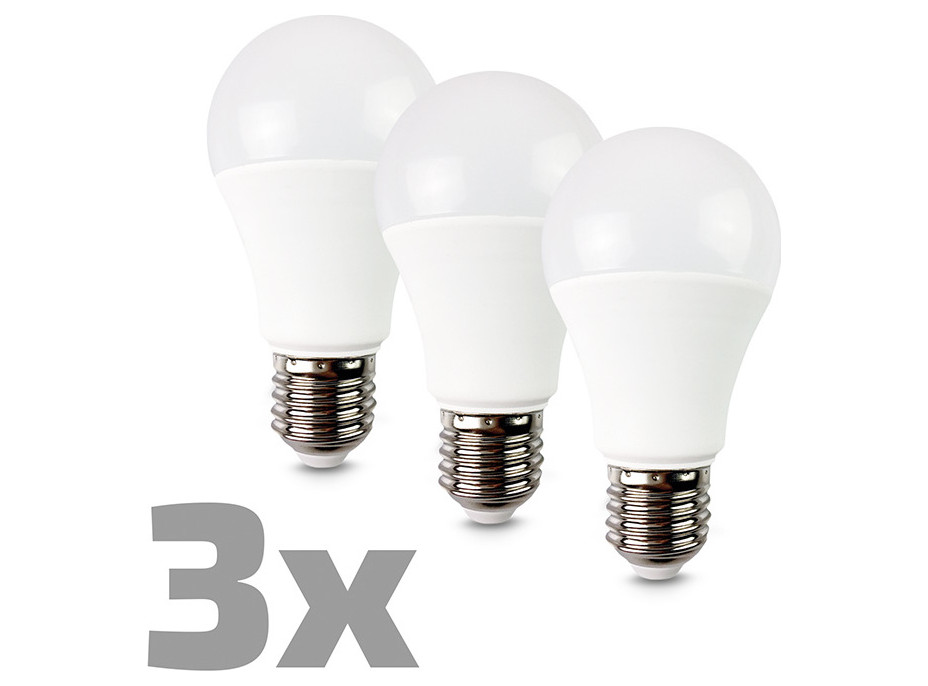 Solight LED žiarovka 3-pack, klasický tvar, 10W, E27, 3000K, 270 °, 900lm, 3ks v balení