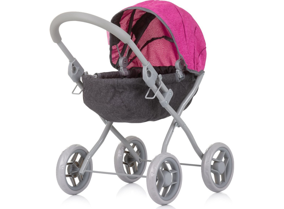 CHIPOLINO Hlboký kočík pre bábiky Daisy Grey,Pink linen