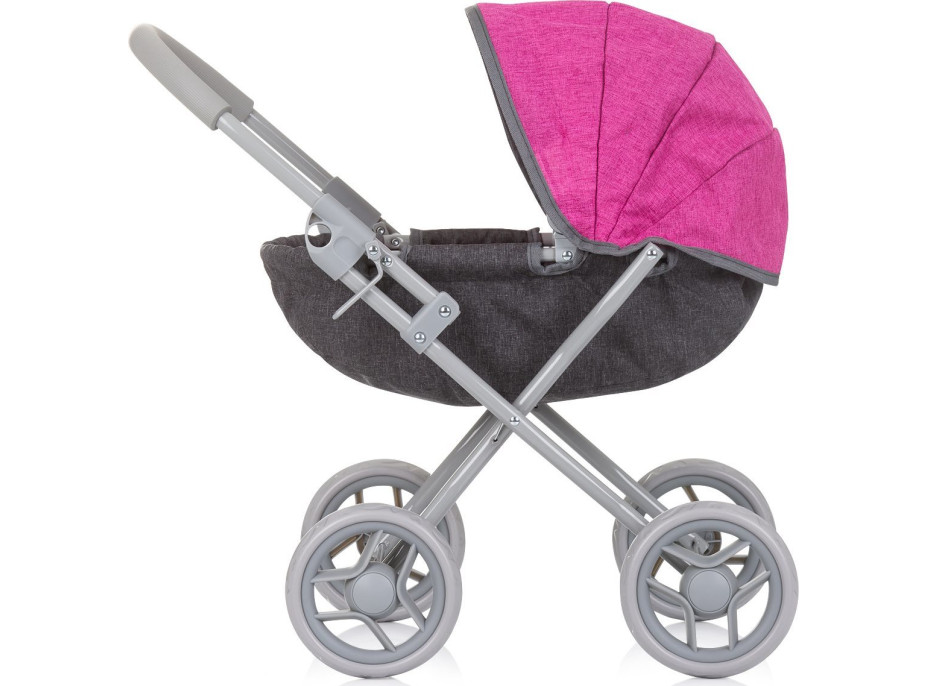 CHIPOLINO Hlboký kočík pre bábiky Daisy Grey,Pink linen