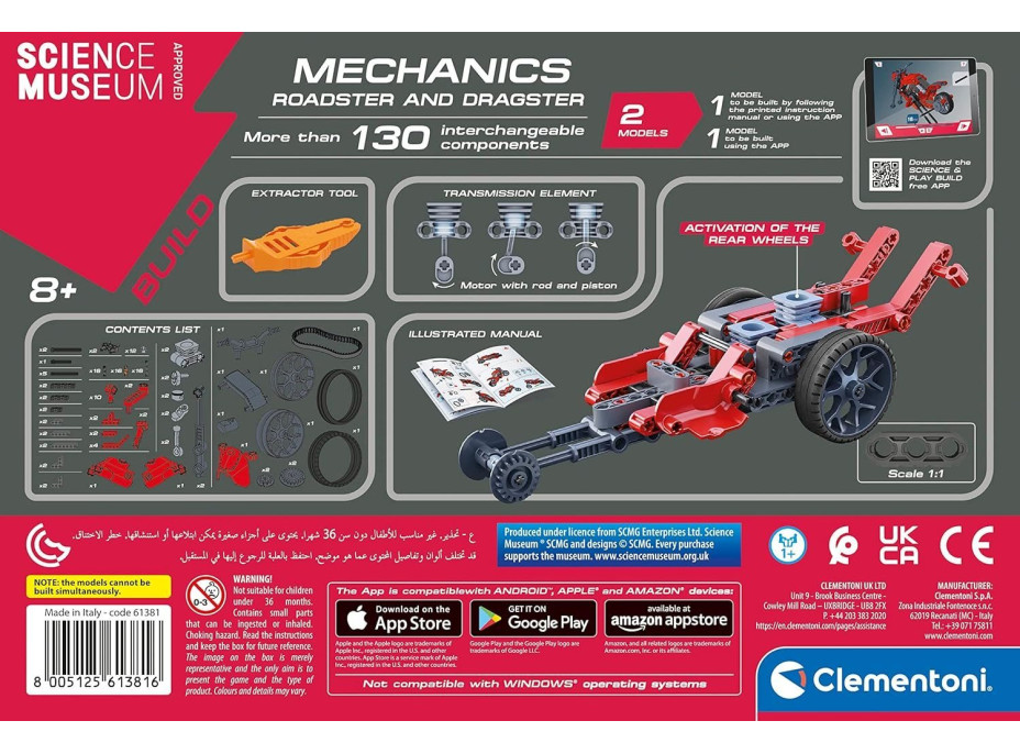 CLEMENTONI Science&Play Mechanické laboratórium Roadster a Dragster 2v1