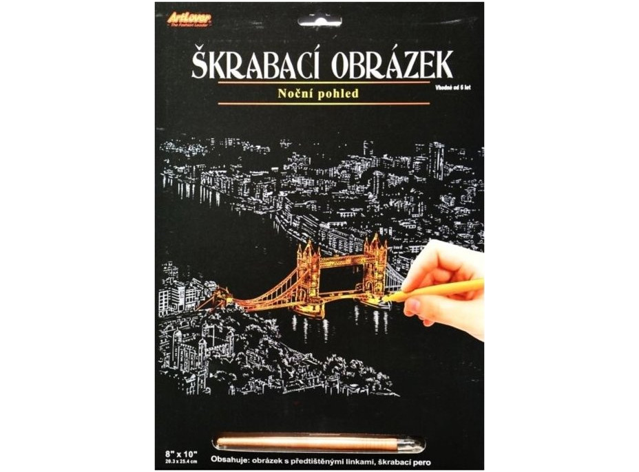 ARTLOVER Škrabací obrázok (zlatý) - Nočný pohľad na Tower Bridge