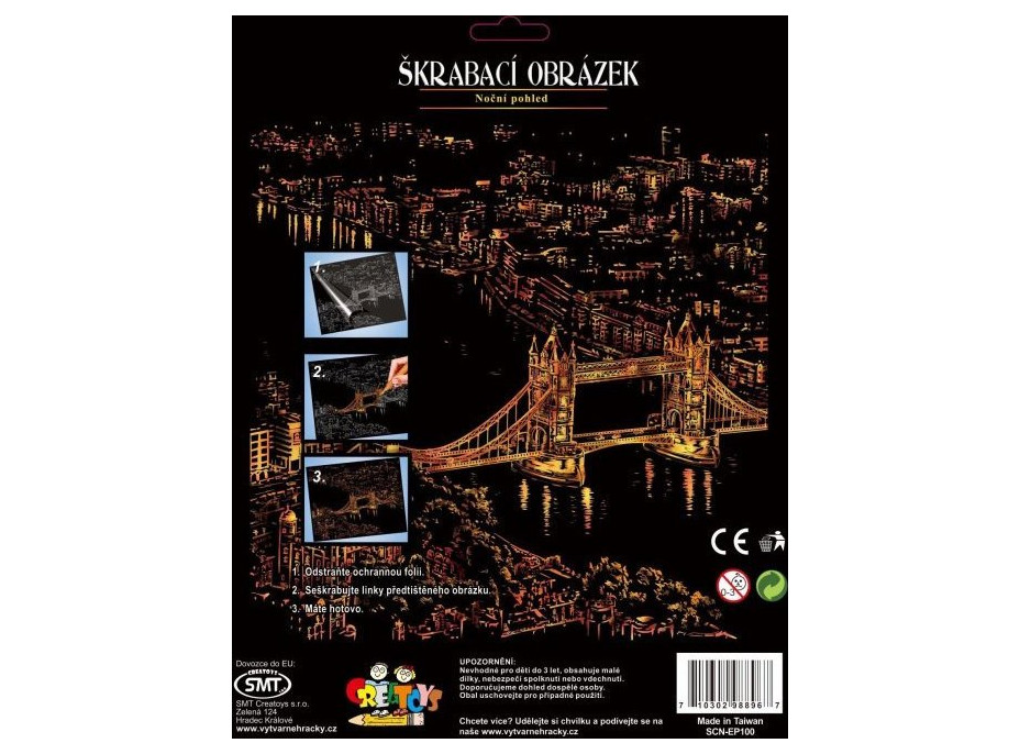 ARTLOVER Škrabací obrázok (zlatý) - Nočný pohľad na Tower Bridge