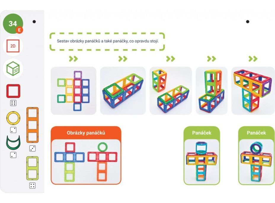 MAGFORMERS Výukové karty Geometria 1: Obrázky a stavby