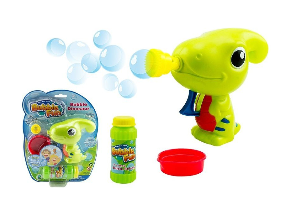 SPARKYS Bublifuková pištoľ Bubble Fun Dinosaurus s náplňou zelená