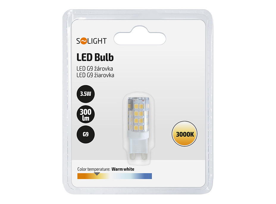 Solight LED žiarovka G9, 3,5 W, 3000K, 300lm