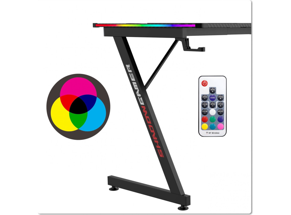 Herný stôl SHADOW GAMER 2.0 140 cm LED RGB