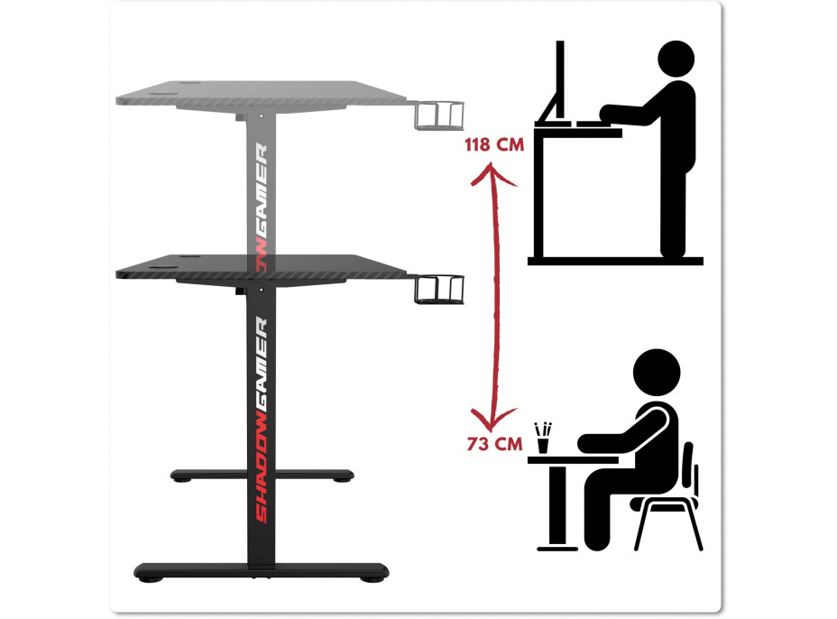 Herný stôl SHADOW GAMER elektrický 1.0 čierny 120 cm