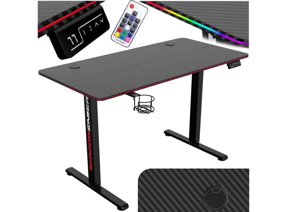 Herný stôl SHADOW GAMER elektrický 2.0 LED RGB 120 cm