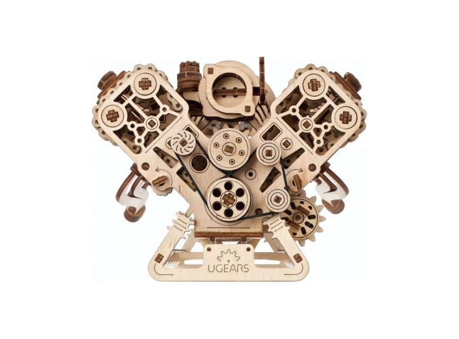 Ugears 3D drevené mechanické puzzle Motor V8