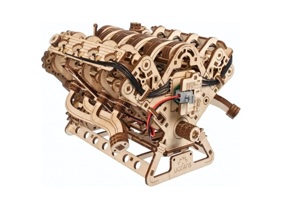 Ugears 3D drevené mechanické puzzle Motor V8