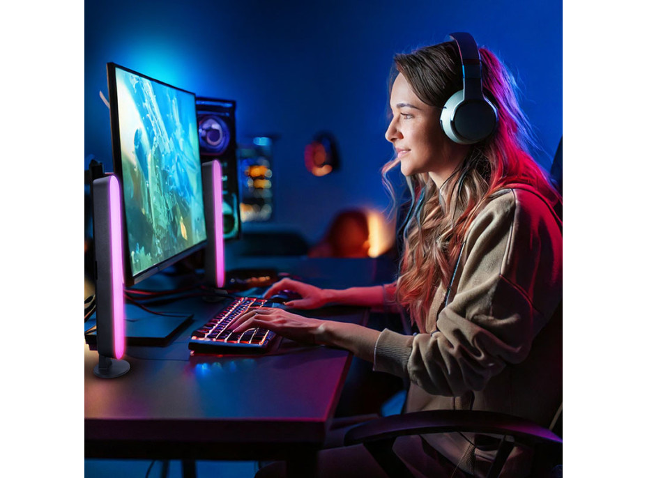 Solight LED RGB osvetlenie Gaming, diaľkový ovládač, zvukový senzor, USB