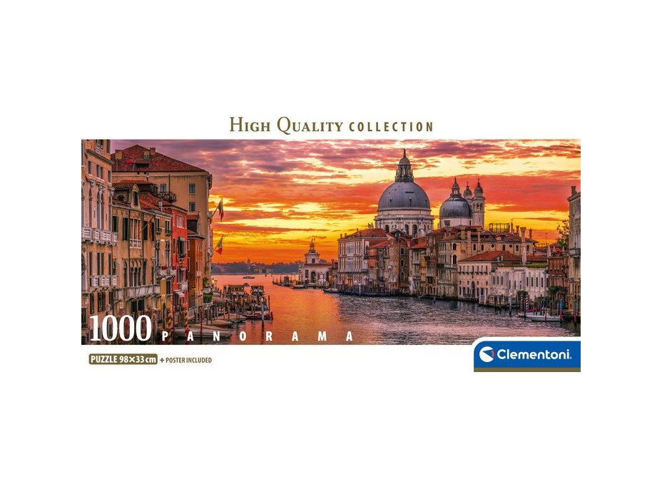 CLEMENTONI Panoramatické puzzle Kanál Grande Benátky 1000 dielikov