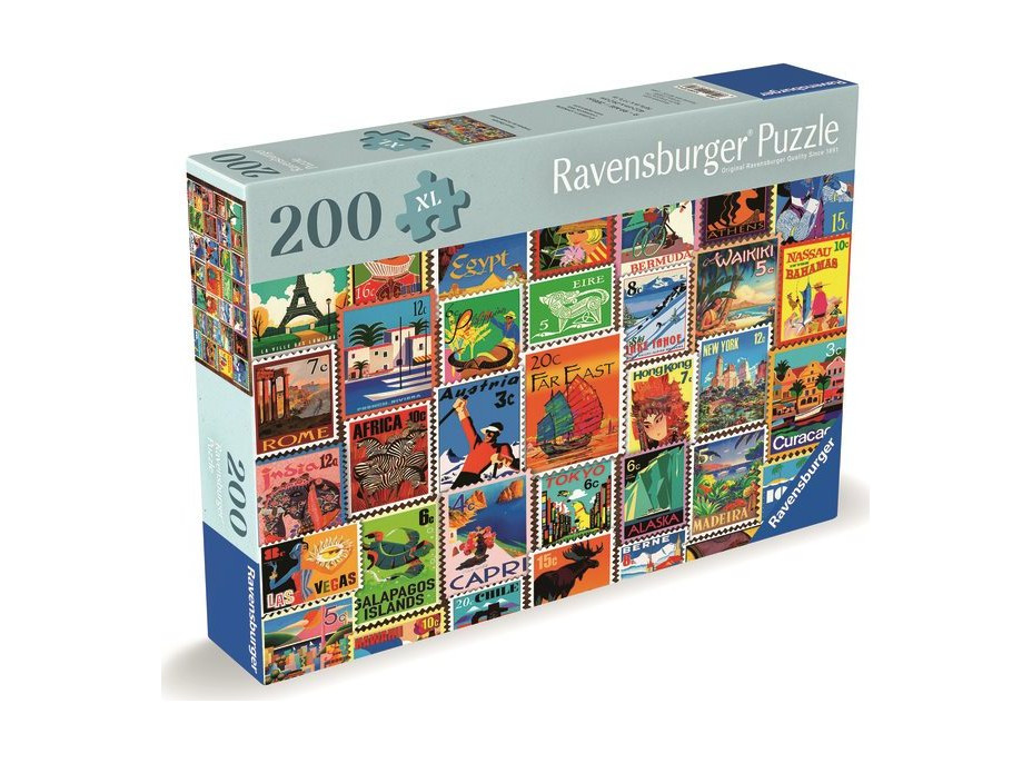 RAVENSBURGER Puzzle Známky z rôznych kútov sveta 200 dielikov