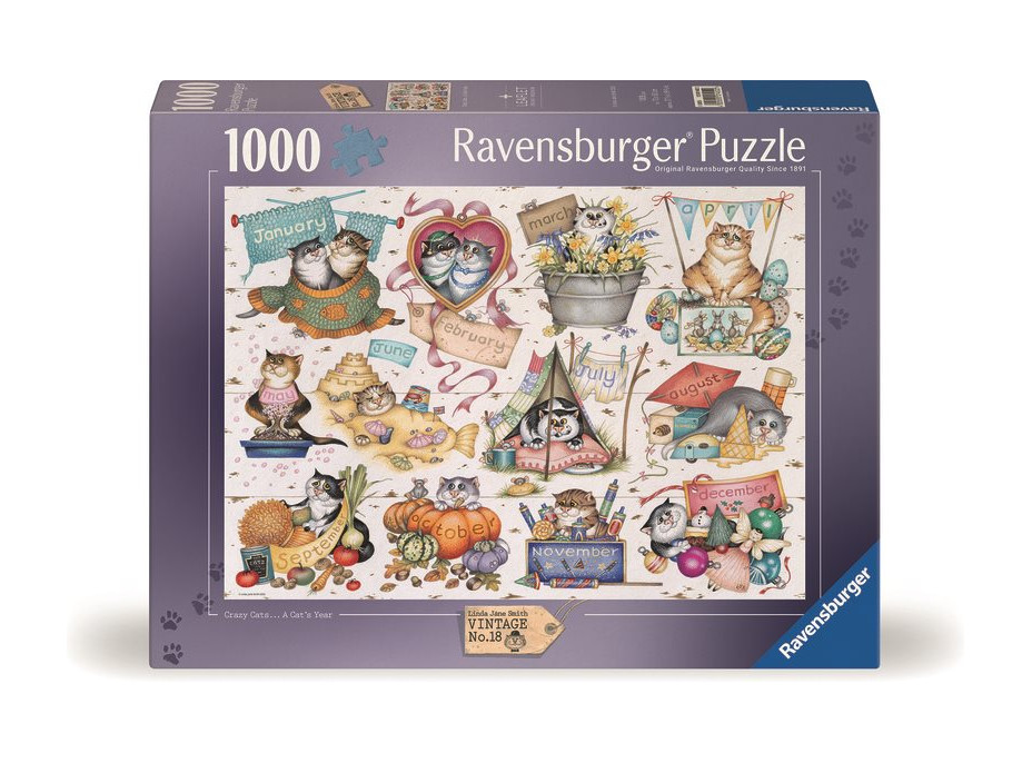 RAVENSBURGER Puzzle Mačacie kalendár 1000 dielikov