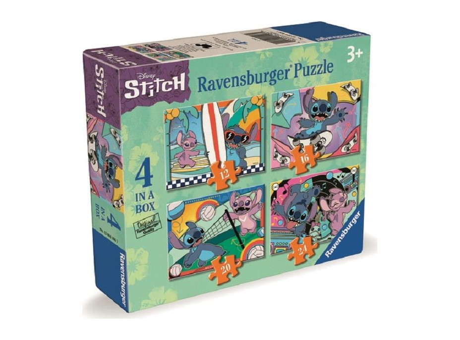 RAVENSBURGER Puzzle Disney: Stitch: Zábavné aktivity 4v1 (12,16,20,24 dielikov)