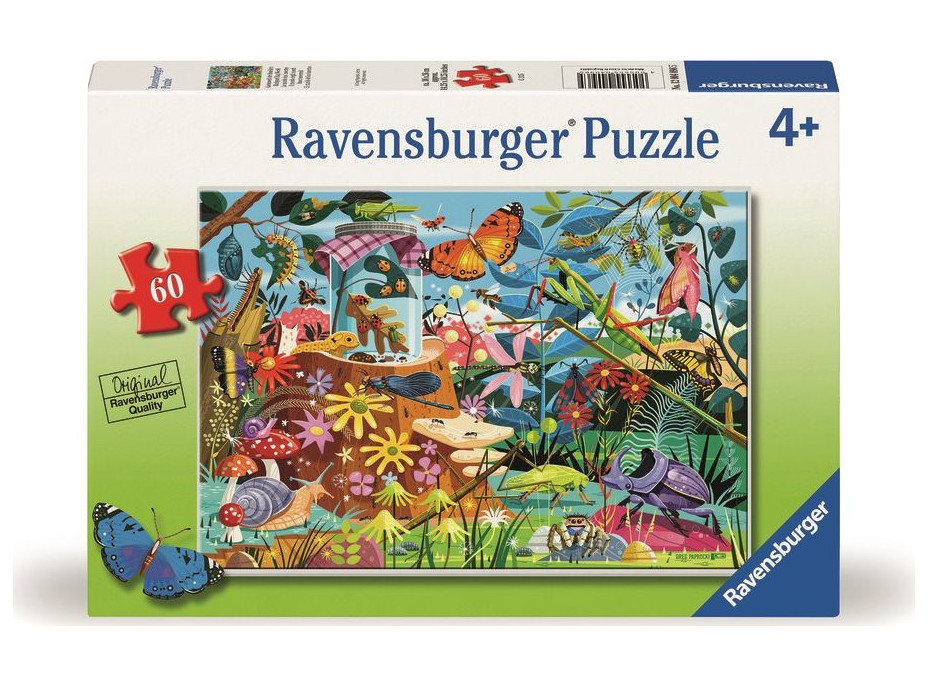 RAVENSBURGER Puzzle Záhradné dobrodružstvo s chrobáčikmi 60 dielikov