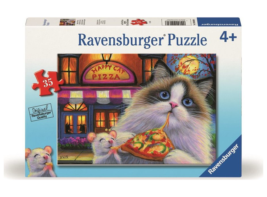 RAVENSBURGER Puzzle Pizza pre mačku - rozmanitosť chutí 35 dielikov