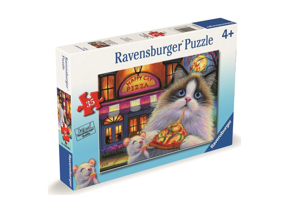 RAVENSBURGER Puzzle Pizza pre mačku - rozmanitosť chutí 35 dielikov