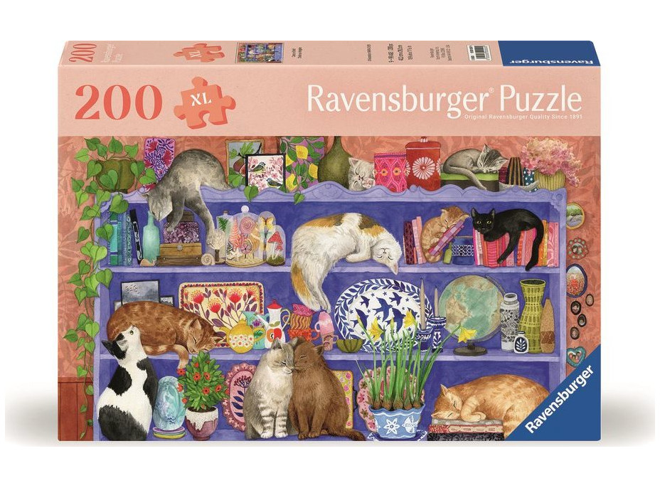 RAVENSBURGER Puzzle Mačky v regáli 200 dielikov