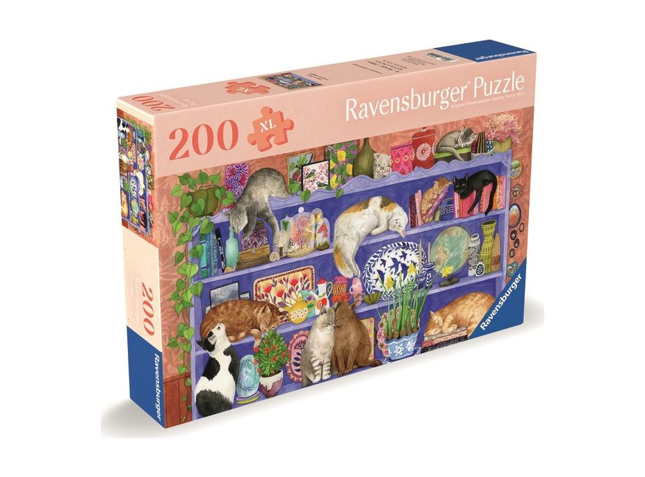 RAVENSBURGER Puzzle Mačky v regáli 200 dielikov