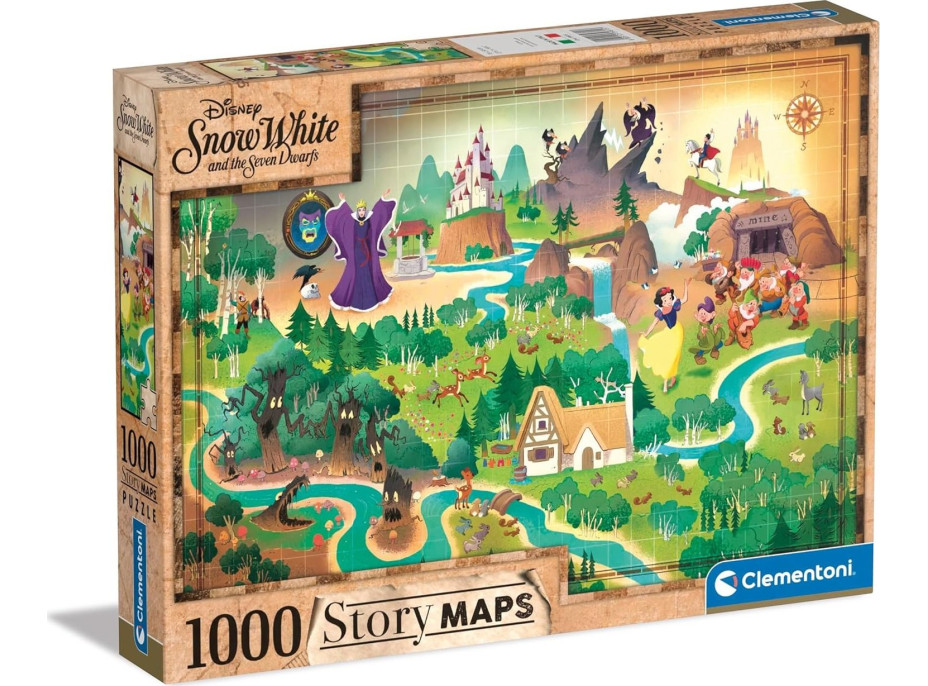 CLEMENTONI Puzzle Story Maps: Snehulienka 1000 dielikov