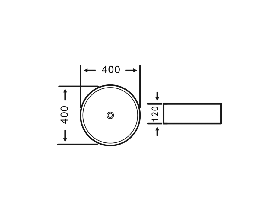 Sapho FIASTRA keramické umývadlo na dosku, Ø 40cm, čierna mat FT801B