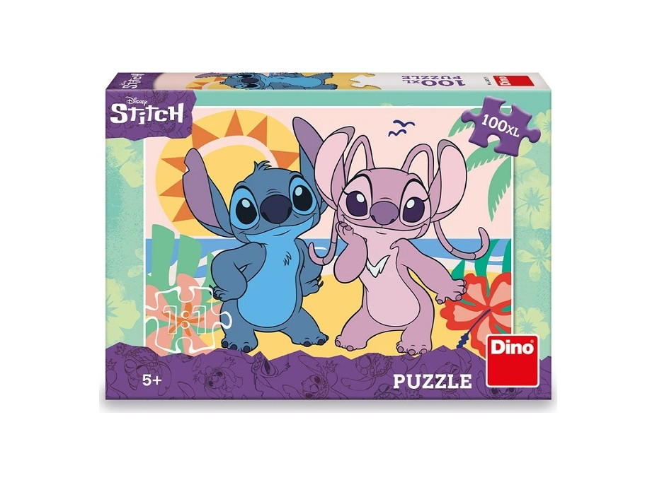 Dino Puzzle Stitch na pláži 100 XL dielikov