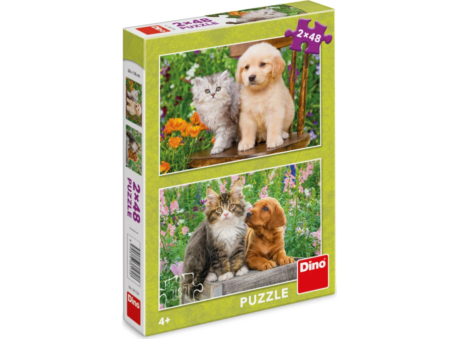 DINO Puzzle Psík a mačička na záhrade 2x48 dielikov