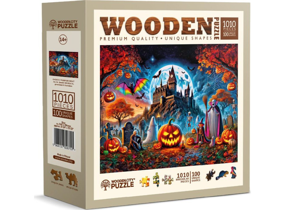 WOODEN CITY Drevené puzzle Halloweenska tekvica 1010 dielikov