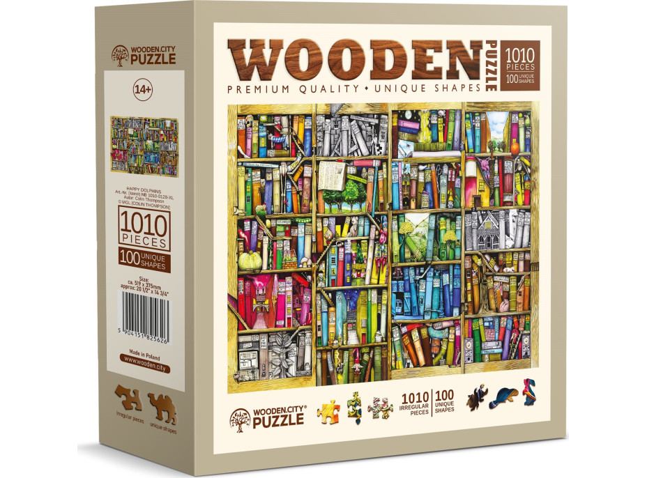 WOODEN CITY Drevené puzzle Police s knihami 1010 dielikov