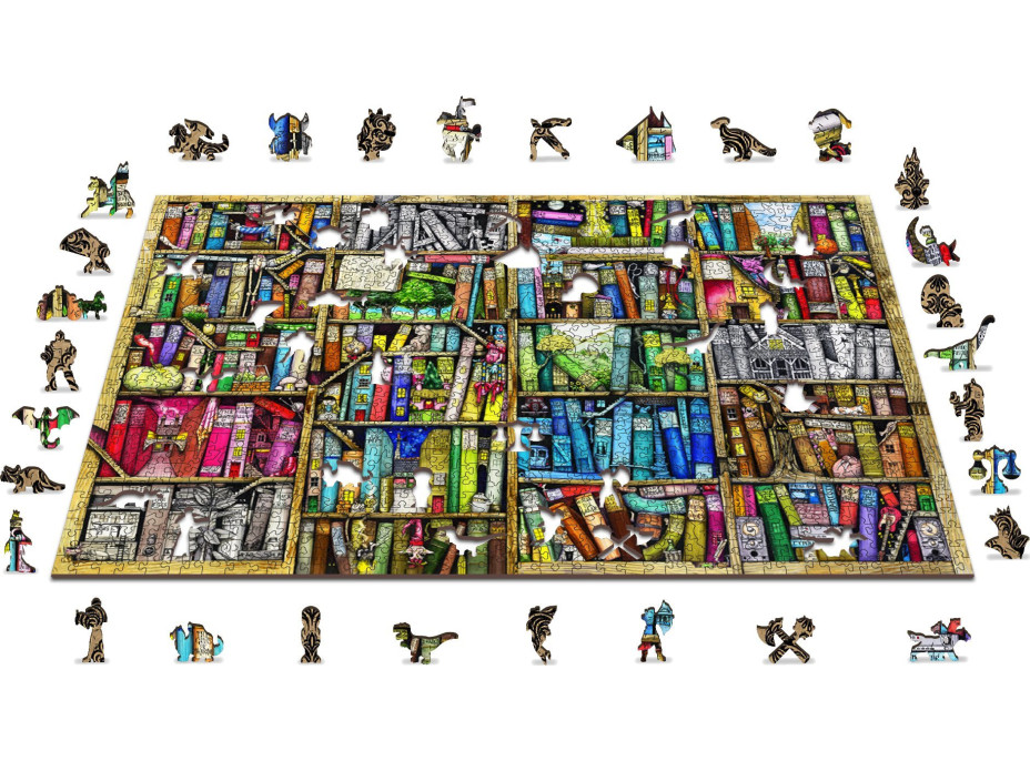 WOODEN CITY Drevené puzzle Police s knihami 1010 dielikov