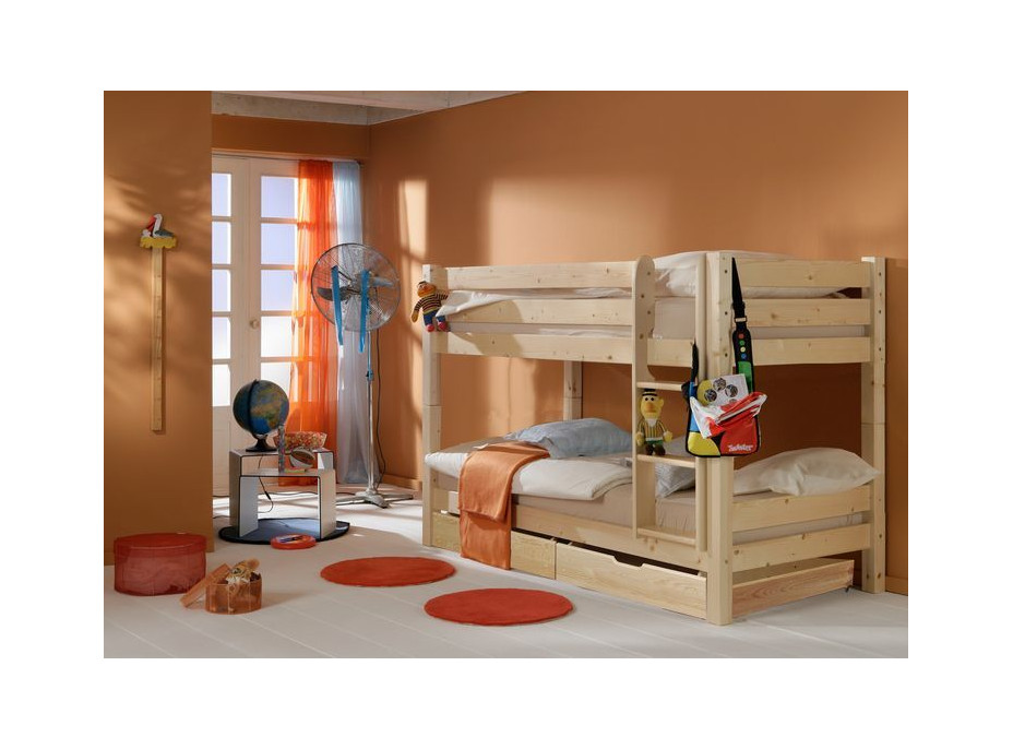 Detská poschodová posteľ Barco PLUS so zásuvkami - prírodná