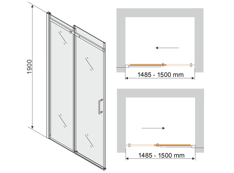 Sprchové dvere maxmax MEXEN OMEGA 150 cm