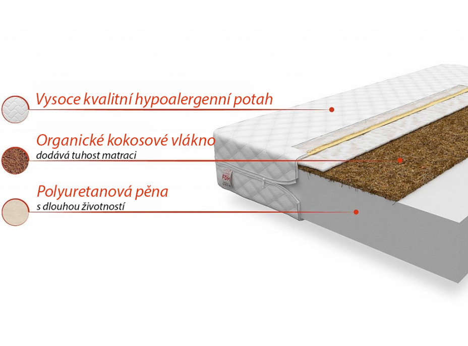 Detský matrac COCO 120x60x8 cm - pena / kokos