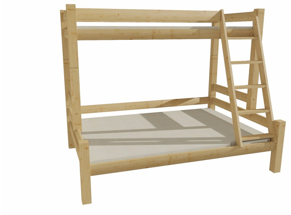 Detská poschodová posteľ s rozšíreným spodným lôžkom z MASÍVU 200x80cm bez šuplíku PAVLÍNA