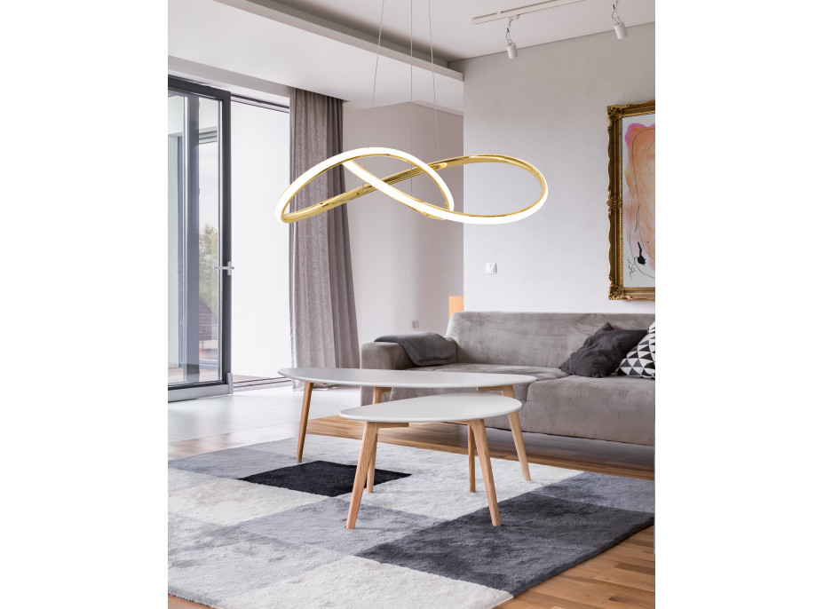 Stropné LED svietidlo RING 50W - zlaté + ovládač - 52x52 cm