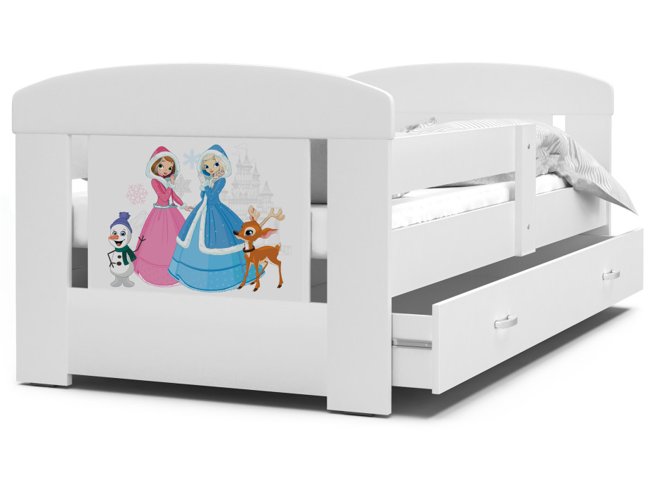 Detská posteľ so zásuvkou PHILIP - 140x80 cm - biela / Frozen