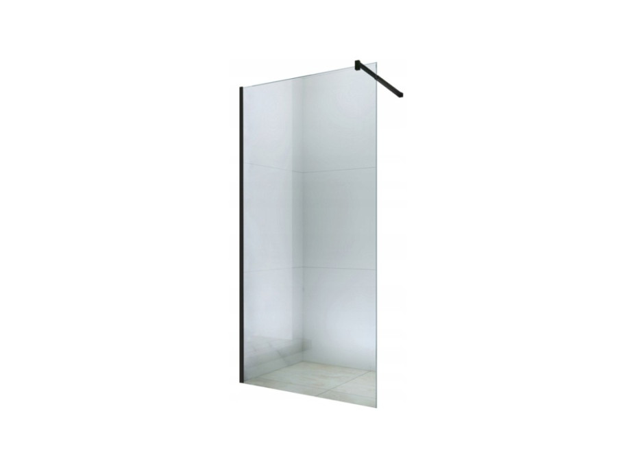 Kúpeľňová pevná zástena WALK-IN 120 cm - čierna - číre sklo