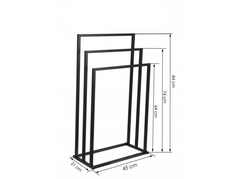 Stojan na uteráky - 3 ramenný - čierny