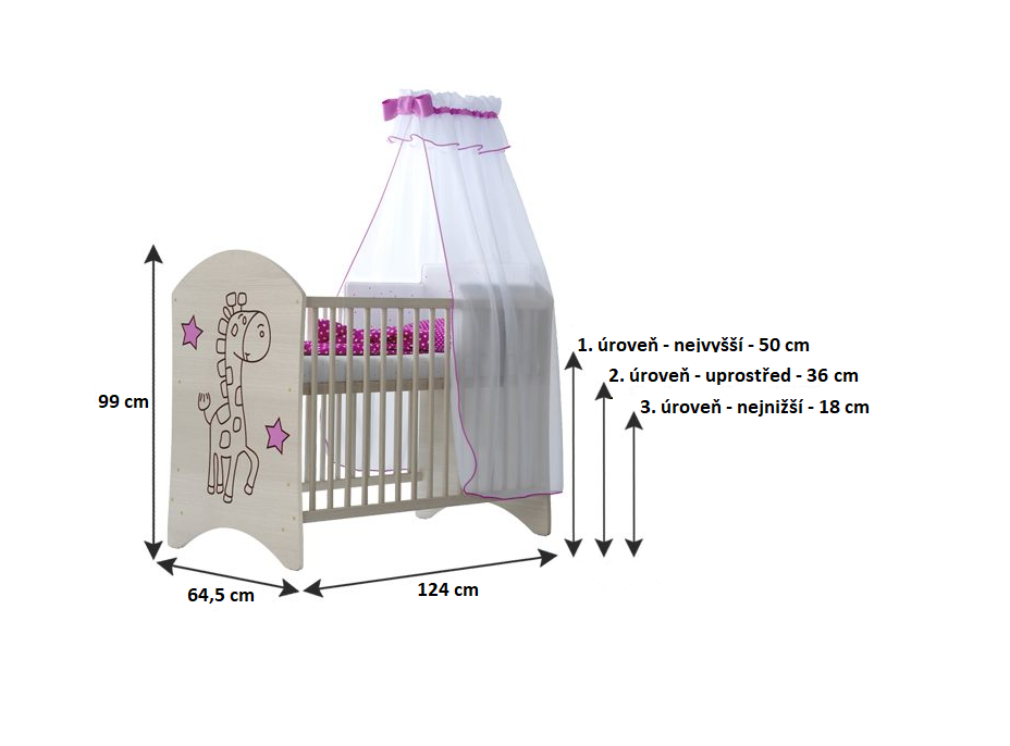 Detská postieľka ŽIRAFKA 120x60 cm