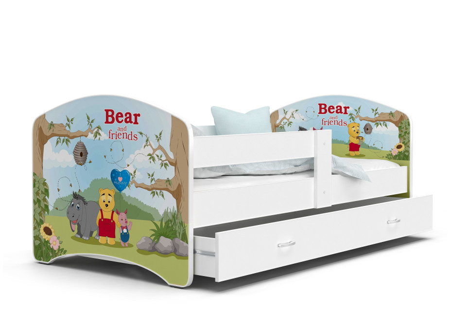Detská posteľ LUCY so zásuvkou - 180x90 cm - BEAR AND FRIENDS