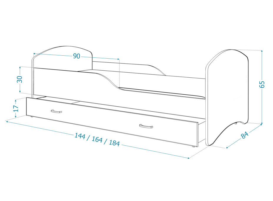 Detská posteľ IGOR so šuplíkom - 160x80 cm - VESELÝ BAGR