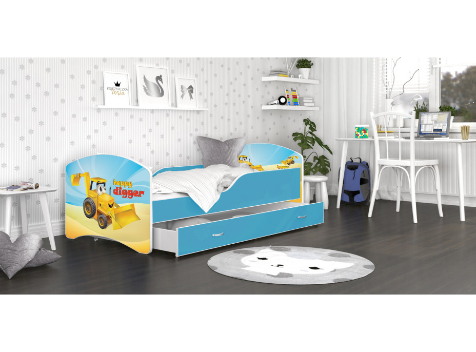 Detská posteľ IGOR so šuplíkom - 180x80 cm - VESELÝ BAGR