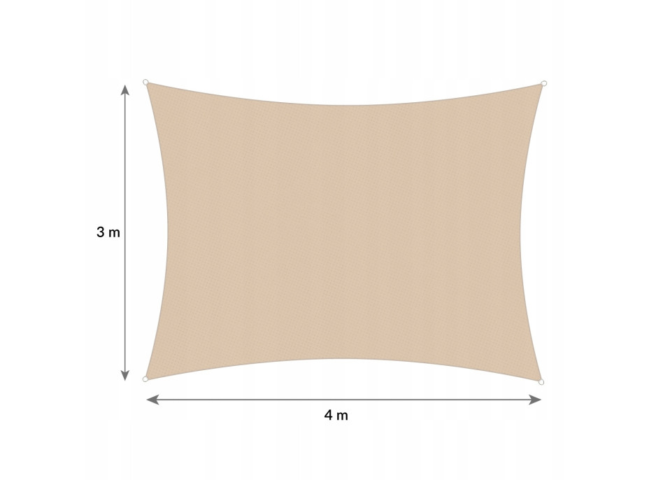 Ochranná obdĺžniková tieniaca plachta proti slnku 4x3 m