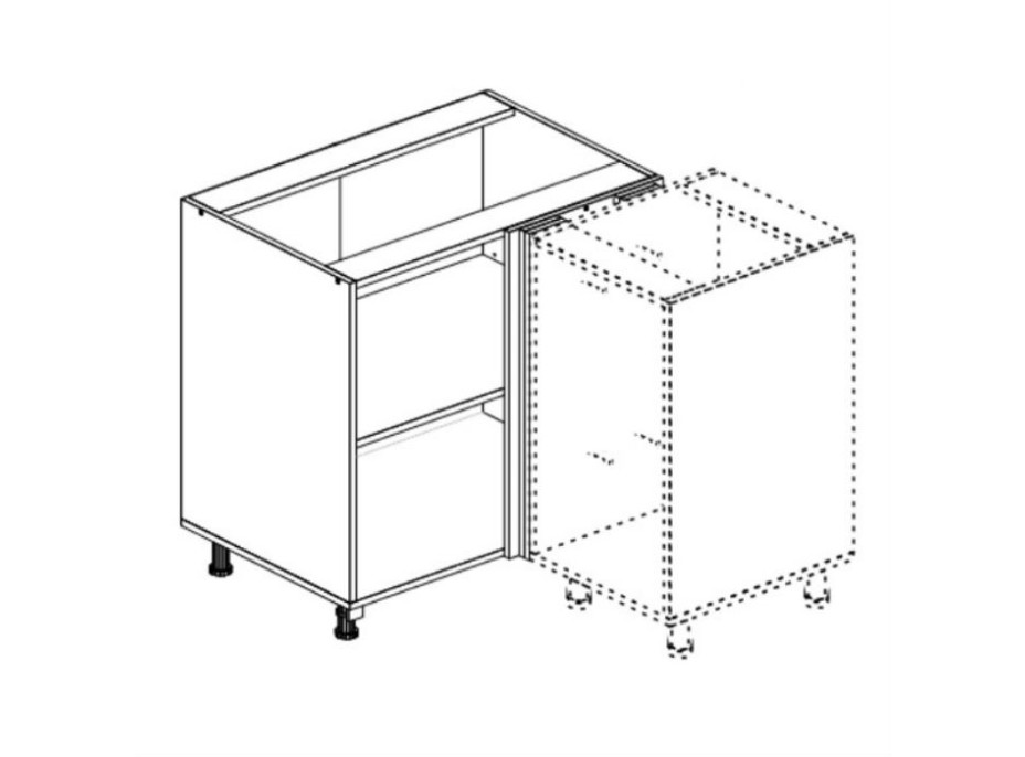 Dolná rohová kuchynská skrinka VITO - 100 (80) x82x52 cm - biela lesklá