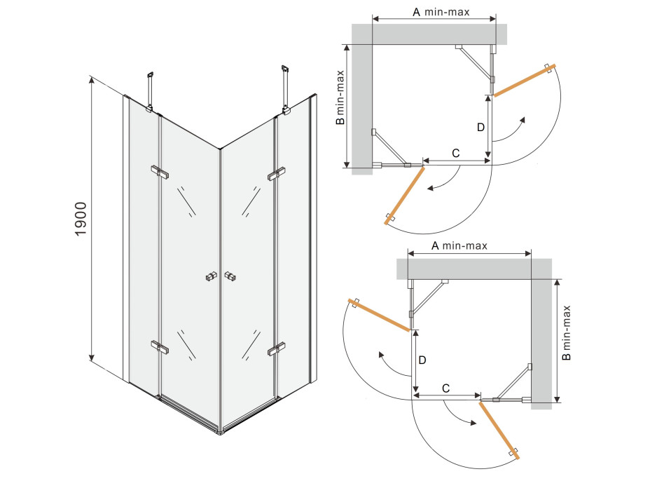 Sprchovací kút maxmax ROMA DUO 100x95 cm