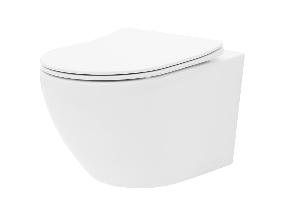 Závesné WC MAXMAX Rea Carlo mini RIMLESS + Duroplast sedátko flat - biele