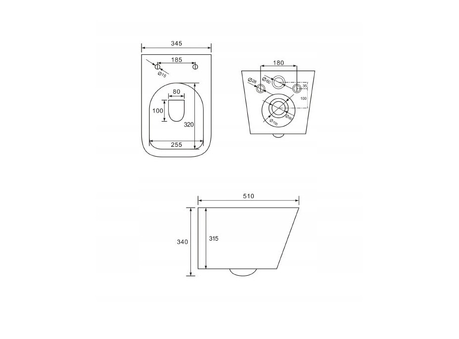 Závesné WC TEO RIMLESS - čierne matné + Duroplast sedátko