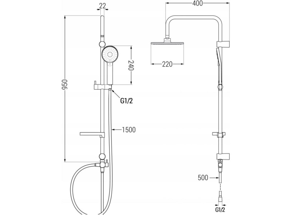 Zostava: Termostatická batéria SLIM + sprchová hlavica PG7 20OX