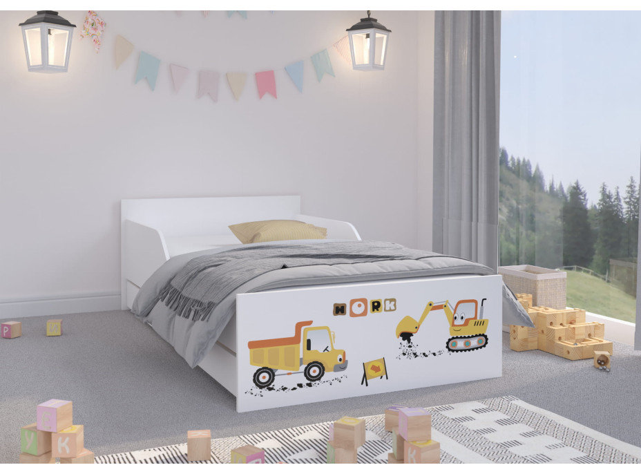 Detská posteľ FILIP - STAVEBNÉ STROJE 180x90 cm